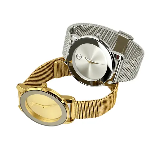 Women's Gold Minimalist Mesh Strap Watch - Daily Wear, Fashionable Waterproof Wristwatch, Minimal Aesthetic Wrist Watch with Simple Dial, Silver & Gold Options, Casual TikTok-Style Timepiece
