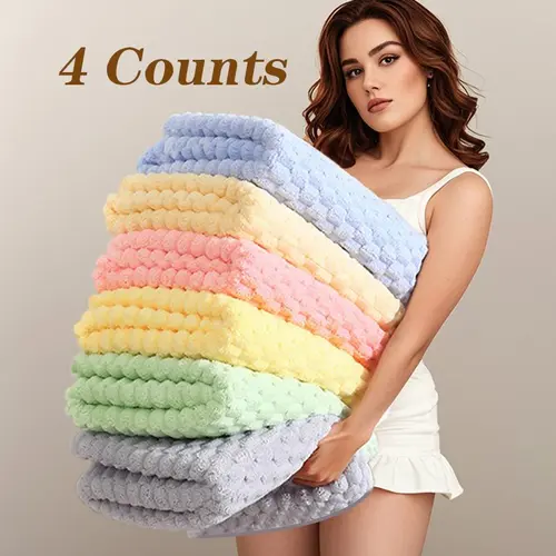 Soft Microfiber Bath Towel Set, 4 Pcs/Set Colorful Water Absorbent, Multipurpose Towels, Fast Drying, Quick Dry Towels for Travel, Suitable for Beaches, Bathrooms, Travel and Daily Use