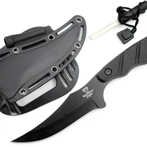 Snake Eye Tactical 9" Skinner Unisex Durable Fixed-Blade Knife - EDC Survival Tool, EDC Utility Knife with Sharpener, ABS Sheath, Functional Outdoor Practical Tool, Camping Tactical Accessories (1148-BK)