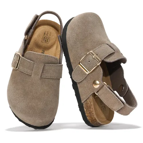 Project Cloud Kids "Little Benton Strap" Genuine Leather Clogs | Slip On Sandal for Kids | Memory Foam, Water-Resistant, Lightweight Non-Slip Girls Footwear
