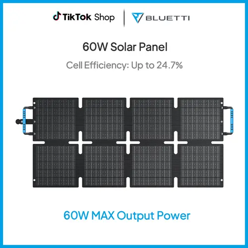 BLUETTI 60W Solar Panel 60 Watt for Solar Generator Handsfree 1 & 2 AC2A Foldable Charger for Hiking Camping Travel