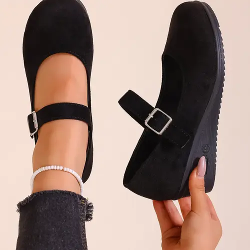 Women's High Heel Single Shoe, Mary Jane Shoes, Classic Mary Janes, Comfortable Round Toe Design, Buckle, Fashionable Retro Style, Spring & Fall Seasonal Footwear