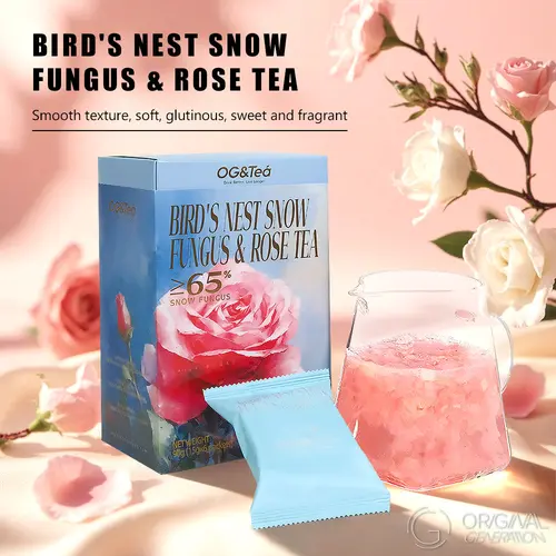 OG | Newly Upgraded 2.0 | Tremella Snow Fungus Rose Tea  90g (15g x 6 packs) · 65% Snow Fungus · Caffeine Free · with Goji Berry Edible Bird’s Nest Peach