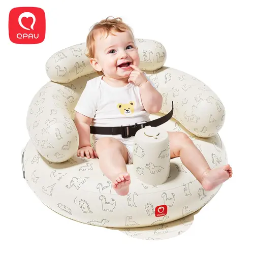 QPAU Inflatable Baby Seat with Safety Harness for Babies 3 Months & Up, Baby Floor Seats for Sitting Up, Baby Seats for Infants, Blow Up Baby Chair with Built in Air Pump (Dinosaur), Children's Day Gifts homeessentials, tiktokshopbacktoscho