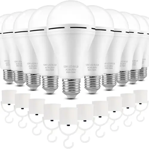Super Bright LED Emergency Bulb 6/4-Pack Rechargeable A19 E26/E27, 9W 60W Equivalent 6000K Daylight Battery-Powered Lamp with 1200mAh for Home Power Outage, Regular Use & Rechargeable Daily Use, Emergency Bulb, Regular Use