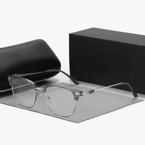 Men's Semi-Rimless Browline High Quality Eyewear - Stylish Anti-Blue Light Eye-Friendly Sturdy Metal Alloy Frames, Lightweight Daily Wear Eyewear Fashion