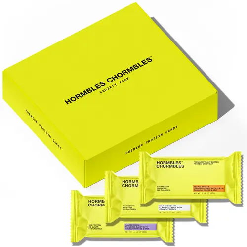 Hormbles Chormbles Protein Candy Bars - Variety Pack: Milk Chocolate, Peanut Butter & Salted Fudge (10g Protein, 0g Sugar) - 9 Pack Box