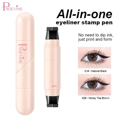 Dual-Head Rotating Eyeliner Stamp Pen, 1 Count - Flawless Cosmetic Dark Eyeliner, Waterproof, Quick-Dry, Smudge-Proof, Long-Lasting for Easy Eye Makeup Cat-Eye Wings. #backtoschool