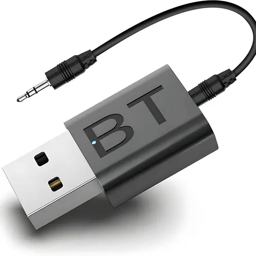 [Summervibes] Mini 2-in-1 USB Bluetooth Receiver,Bluetooth 5.4 Wireless Audio Adapter 3.5mm Car Kit Music Receiver for Home/Car Stereo Sound System, Portable Speskers, (Aux in) with 3.5mm Cable