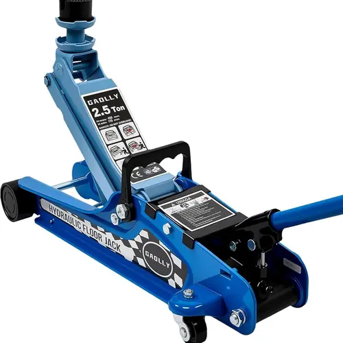 2.5 Ton Low Profile Steel Floor Jack Heavy-Duty Racing Jack with Slow Descent Safety & Smooth Control GS/TUV/ASME Certified 3.35"-14.96" Lift Range Blue