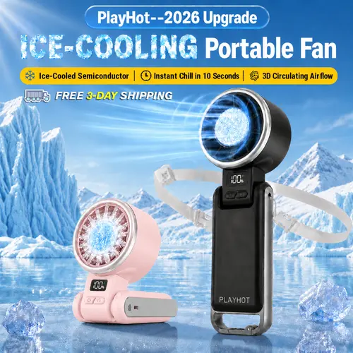 PLAYHOT Rechargeable Cooling Portable Fan - 25550RPM Cordless Compact Battery-Powered Energy-Saver, Mama-Approved Household Appliance for Outdoor Activities to Beat the Heat, Travel Car Use
