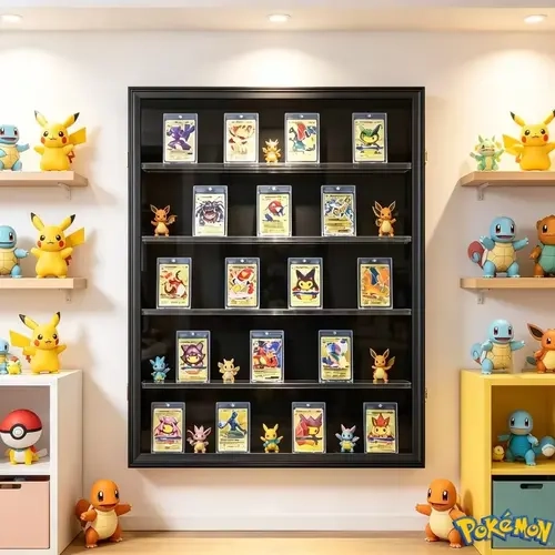Sports Card Frame - Museum-Grade Shatter-Resist Acrylic Multi-Layer Deep Shadow Graded Display Box, 35 Slots, 5.5in Fit, Raised-Lip Hold, Dust-Shield Front, 24.3In × 30.9In × 2.17In Trading Cards Holder for Sports, Pokemon & TCG Items Storage,home decor