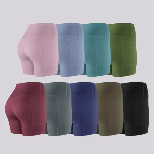 CRAZY YOGA 2026 New NO FRONT SEAM & BUTT LIFTING Shorts with Pockets 9-Colors S-2XL - Women's High Waist Tummy Control Shorts with Elastic Waistband Yoga Wear Fitness Yoga Gym Activewear