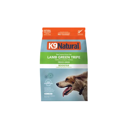 K9 Natural Grain-Free Freeze-Dried Dog Food Supplement Booster, Lamb Green Tripe 7oz