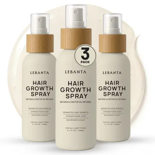 Lebanta Hair Growth Spray - 3PK 120ML Non-Greasy Haircare Serum with Batana & Castor Oil, for All Scalp Types, Daily Health & Development Support