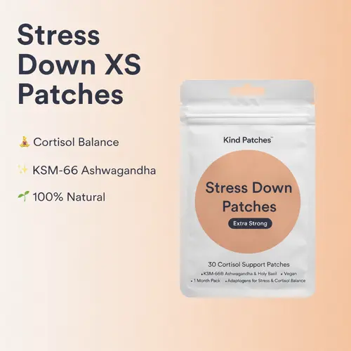Kind Patches, Stress Down Patches Extra Strong, 30 Cortisol Support Patches, Ashwagandha, Lower Cortisol/ Stress Balance, Natural Ingredients, 1 Month Supply
