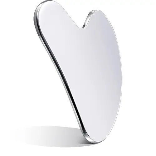 Summervibes 304 Stainless Steel Gua Sha Tool Facial & Body Massage Tool for Relaxation & Skincare Routine, Puffiness Appearance Care, Jawline Contour Tool with Travel Pouch Silver 100G