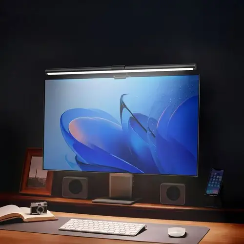 Summerwins Monitor LED Strip - Eye-Care USB Adjustable Desk Light, Touch-Controlled RGB Modern Computer Lamp, 100° Angle Adjust Space-Saving Spotbar for Office Work, Desk Accessories Gifts