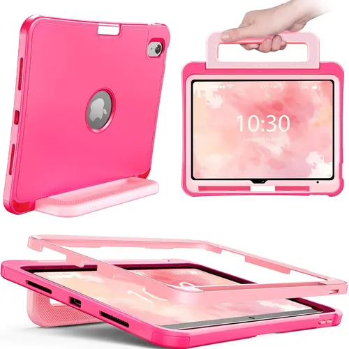 INFILAND Cute Case for iPad A16 11 Inch 2025 & 10th Gen 10.9 Inch 2022 Durable Silicone Shockproof Stand Cover with Pencil Holder Handle For Kids Girl