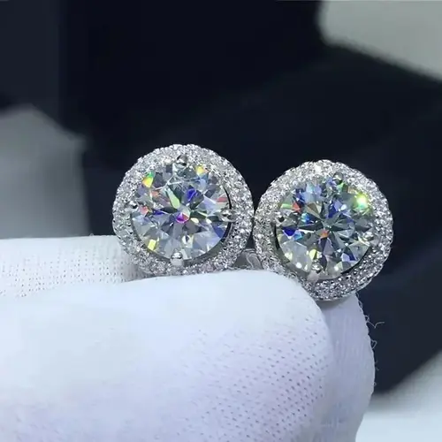 S925 Silver Moissanite Stud Earrings, Diamond Tester Pass, Classic Sparkling Ear Jewelry Gift for Women Men, Birthday Mother’s Day Wedding Earrings Set