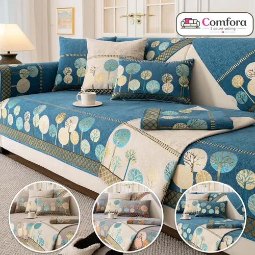 Boho Tree Pattern Sofa Mat Couch Cover 1PC, Washable Couch Covers, Pet-Friendly Non-Slip Soft Sofa Protector for Dogs & Cats, Machine Washable Anti-Scratch Seat Pad, Thick Dustproof Slipcover for Living Room Sofa, Fits 1/2/3/4-Seater & L-Shape Sectional