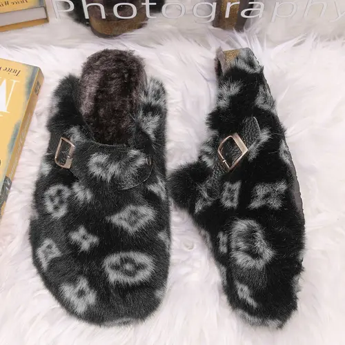 Men Women Winter Slippers Luxury Faux Fur Shoes, Anti-Slip Warm Outdoor Comfort, Casual Fashion Artificial Leather, Fuzzy Warm Slippers, Perfect Gift