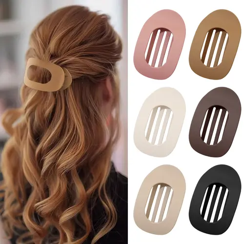 Women's 6-Pack Flat No-Crease Matte Hair Claws - Strong Hold for Thick/Thin Hair, Girl Accessories for Work/Party (flatclawclip, Claw Clip Ponytail, Girl Bun Clip),back to school,back to school haul