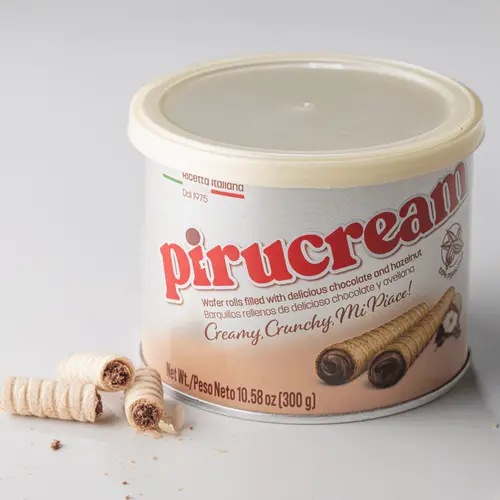 Pirucream Venezolano Organic Alkaline Chocolate-Hazelnut Crunchy Wafers - 100% Cocoa Bite-Sized Snack for Dessert Lovers, 10.58 oz
