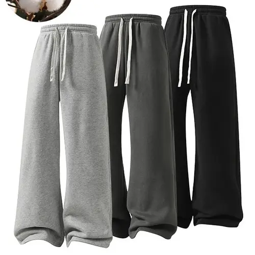 Men's Solid Fashion Loose Sweatpants, Versatile Year-Round Wear Oversize, Ideal for Autumn and Winter Wide Leg Straight Pants Casual Street Dance Pants Comfortable Winter Home Pants  Casual Sports Pants with Rivet Design Fashionable and Versatile