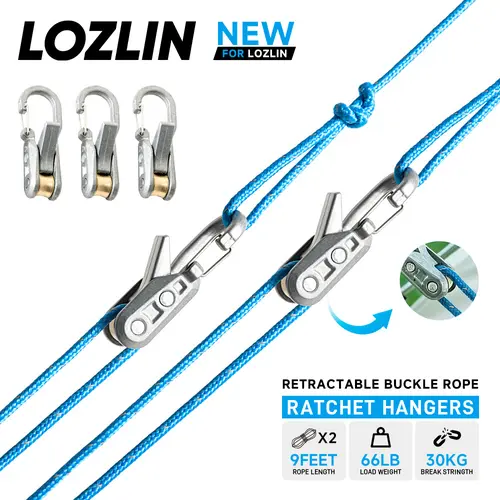 LOZLIN 6PCS Retractable Safety Lanyard Set with Case, Anti-Loss Coiled Cord Camping Accessory for Hiking Backpacks, Tents (Tools & Hardware Ropes Kit)