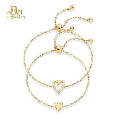 Delzzad BFF Friendship Heart Bracelets Adjustable Matching Bracelets Stainless Steel Chain Daily Costume Jewelry Accessories Perfect Birthday Anniversary Gift for Women for Mom Women