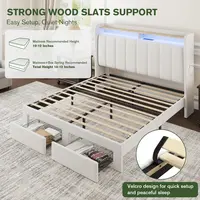 MUTICOR Upholstered Bed Frame with LED Shelf Headboard & 2 Drawers, Linen or Velvet Fabric, Smart Outlets,Full/King/Queen Bed Frame, No Box Spring Needed#TikTokShopDealsforYouDays#DealsforYouDays#Summervibes#Summergarden