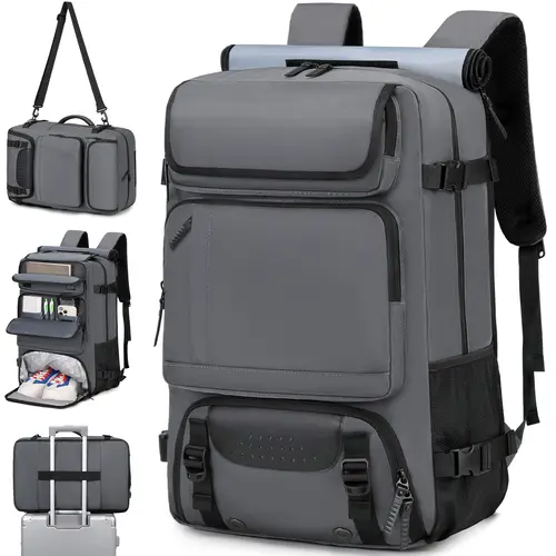 Men's Airline Approved Carry On Luggage Backpack - Nylon Convertible Duffle Bag, Large Capacity, Organized Multi-Pocket Design, TSA Friendly