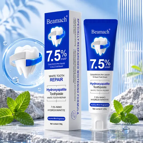 Beamach Nano Hydroxyapatite Toothpaste - Non-Fluoride, Natural Ingredient, Gentle Repair, Whitening, Stain-Removing, Sensitive Teeth Care, Tooth Loss Prevention, Daily Breath Freshening, Bacteria Killing, Anti-Cavity Oral Care, Clean Breath Toothpastes, B