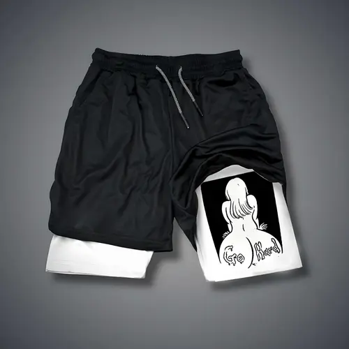 80s 90s summer men shorts for men jorts outfit men graphic shorts Double-layer sports shorts Comfortable short shorts summer
