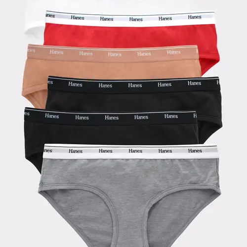 Hanes Originals Women's Hipster Underwear Breathable Stretch Cotton 6-pack Multi Pack Comfortable Fit Soft Fabric Oc41as