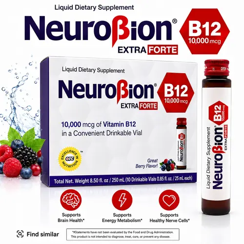 Neuro B12 Extra Forte Brain Health Liquid Beverage Vitamin Dietary Supplement - 10-Vial Pack, Daily B12+B6 Support, Sugar Free, Dairy Free, Easy Vial Dosing, Metabolism Boost, Body Health Support, Dietary Supplements