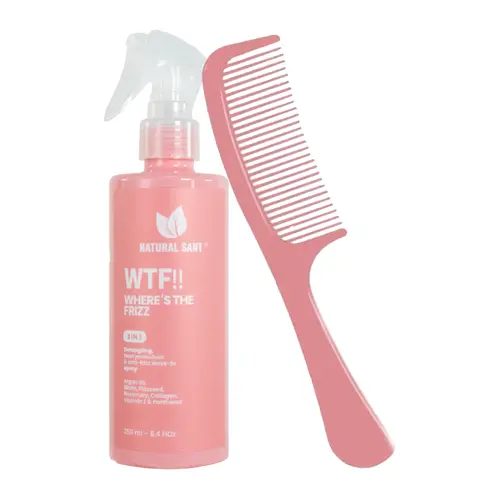 Natural Sant | WTFrizz !! - Heat protectant, detangling and anti-frizz spray with natural extracts + FREE comb