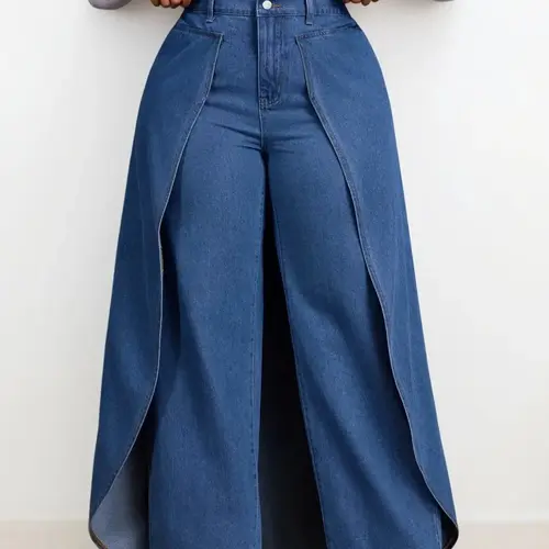 Women's Fashion Loose Baggy Oversized Denim Jeans, Plain Color Pants, Bottoms, Casual Streetwear Style, Daily Wear, All-Season Women's Plus Size Trousers, Womenswear