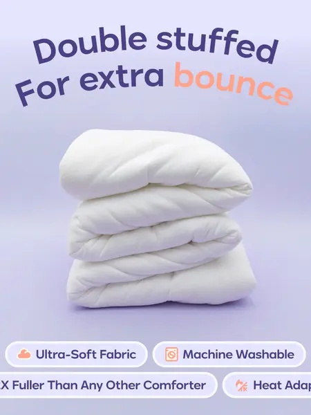 Mellow Sleep | MarshMellow Comforter - Double-Stuffed Ultra-Soft A-Class Fabric Heat-Adaptive Vegan Fill OEKO-TEX Certified Machine Washable