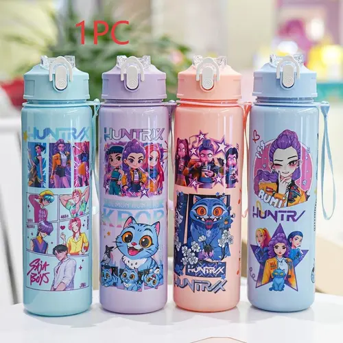 Reusable Hard Plastic Water Bottle with Lid and Straw, 700ml Eco-Friendly Portable Durable Water Bottle, Perfect for School, Travel and Halloween Party Props, Reusable Water Bottles, Drinkware