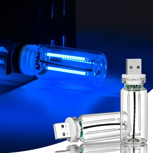 1 Pack Blue USB Ambient Light Touch-Control Dimmable Plug-in Vintage Glass Bottle LED Night Light Perfect for Bedrooms/Camping/Parties/Holiday Decorations Smartphones Red