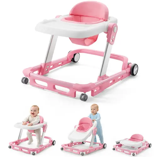 HARPPA sohochic Compact Portable Activity Infant Toddler Push Walker for 6-18 Months, Breathable Foldable Design, 3 Adjustable Heights, Removable Dishwasher-Safe Dining Tray, Easy to Clean