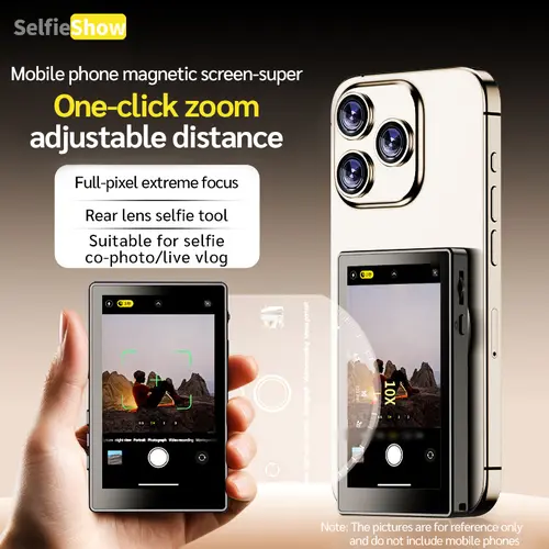 Mobile Vlog Selfie Monitor Screen, Magnetic Phone Clip Mount and Bluetooth-compatible Remote, Wireless Connection for Vlog Shooting and Rear Selfies, Smartphone Camera Accessories, Mobile Phone Accessory, Cellphone Accessories #GLOBAL PICKS
