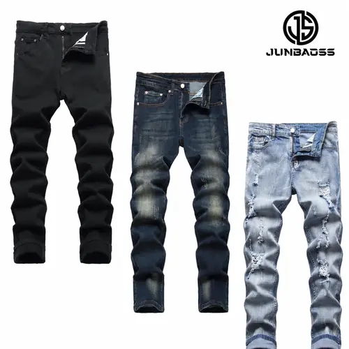 JUNBAOSS Men's Multi Pack Slim Fit Stretch Jeans Colored Skinny Jeans for Men, Distressed Straight Leg Casual Fashion Comfort Flex Waist Denim Pants, Menswear Classic Street Style Cotton Fabric Jean Natural Hipster Personalized Stylish Streetwear Jeans