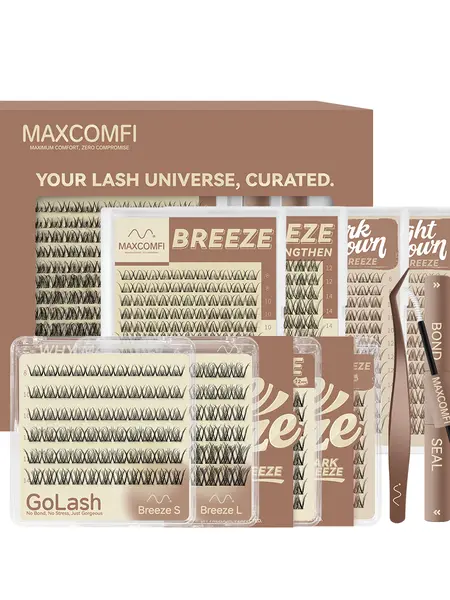 MaxComfi Cluster Lashes - DD Curl, Smudge-Proof Waterproof Mascara, Super Soft Thin Band, Beginner-Friendly DIY Design for Natural Daily Glowup & Voluminous Makeup
