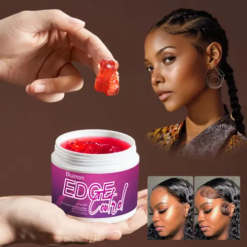 BLUIMON Alcohol-Free Castor Oil Edge Control Styling Gel (5.07oz) - Strong Hold, Thick Edges, Non-Greasy, Non-Flaking, No White Cast, Long-Lasting, Hydrating, Nourishing, Hair Growth Support, Natural, Youth-Focused, for Curly Textured Hair, Moisturizer