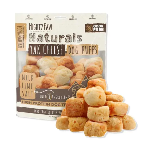 Mighty Paw Yak Cheese Puffs for Dogs - Crunchy All-Natural Pet Treats - Chews for Puppies & Dogs of All Sizes - Rich in Protein and Calcium - Easy to Chew