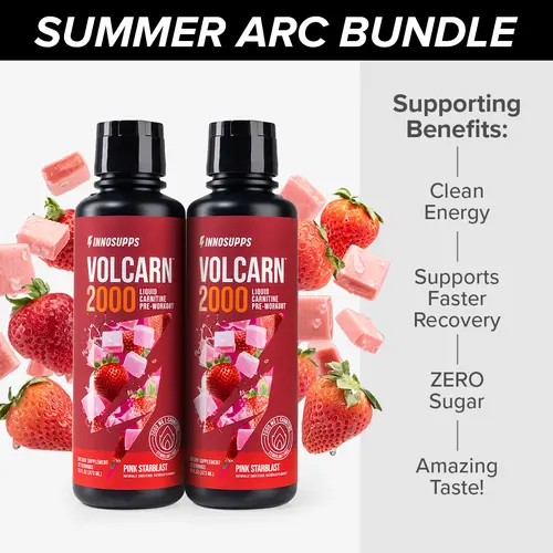 Inno Supps Volcarn 2000 - 2-Pack Liquid L-Carnitine Dietary Fitness Supplement, Non-Stim Workout Formula Pre Workout Instant Focus Energy Protein Supplement, Pre Workout Energy Protein Supplements, Focus Energy Protein Supplements, Drink, Adults