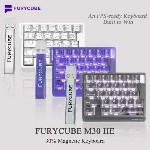 FURYCUBE M30 HE Wired Magnetic Switch Gaming Keyboard,30% layout Rapid Trigger, RT 0.01,Extreme Response,RGB Backlit, Wired Connection,Wed Driver,8K Returns, Geteron Switch, FPS games, Gamer keyboard,Gift